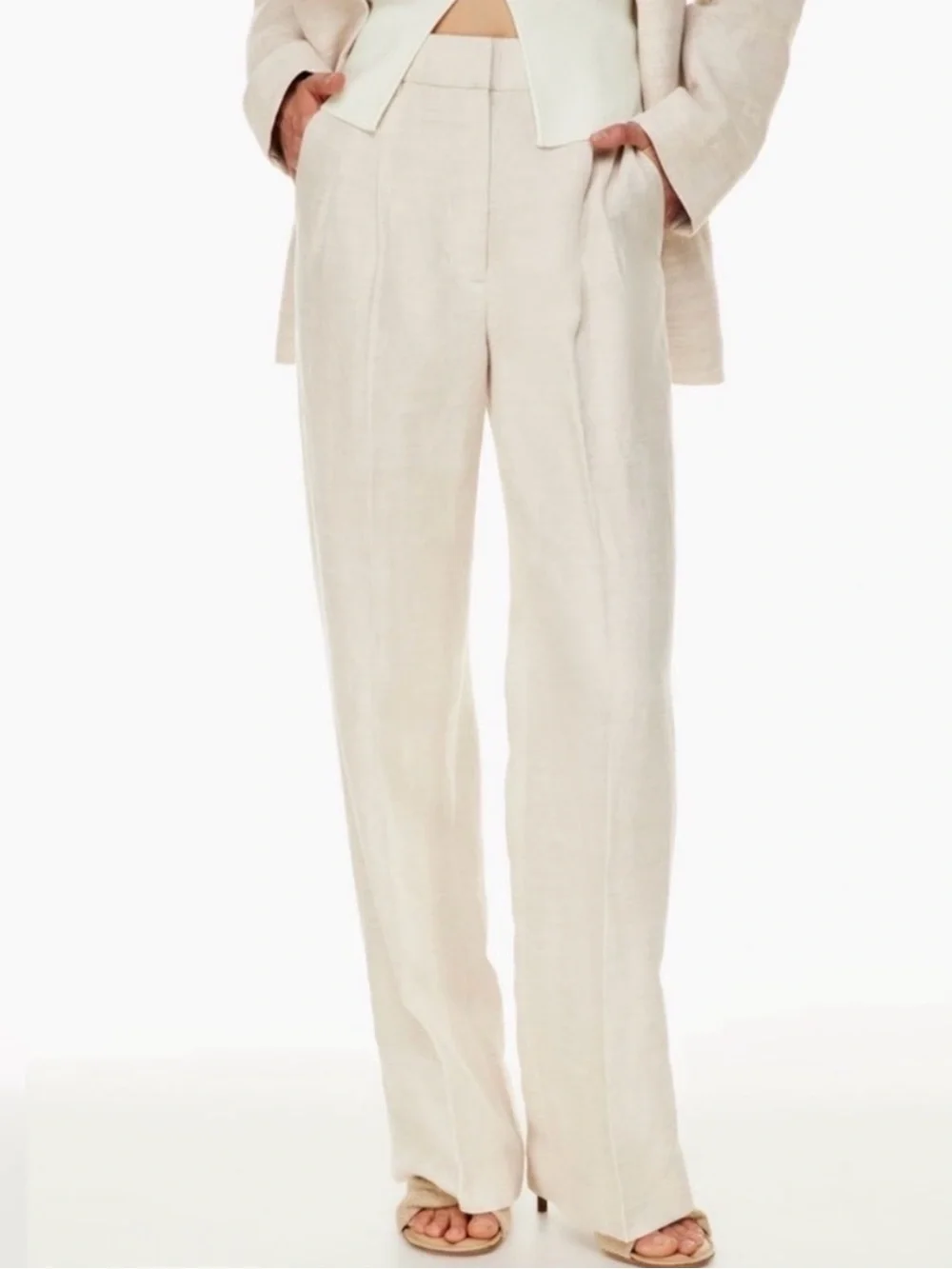 Aritzia Wilfred The Effortless Pant Linen Natural Ecru Size 6